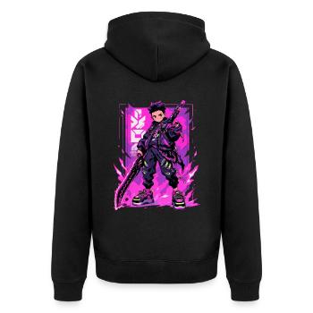 Shibuya: Cool Anime Boy avec épée japonaise - Veste à capuche bio Premium Unisexe - noir - Dos - Nico (187cm)
