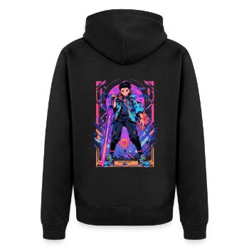 Shibuya: Cool Anime Boy avec épée japonaise - Veste à capuche bio Premium Unisexe - noir - Dos - Nico (187cm)