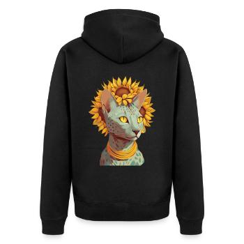 Cute Egyptian Mau Sunflower Cat Breed Pet Kitten - Unisex Premium Organic Zip Hoodie - black - Back - Nico (187cm)