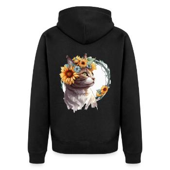 Mignon Européen Shorthair Tournesol Chat Race Pet Ki - Veste à capuche bio Premium Unisexe - noir - Dos - Nico (187cm)