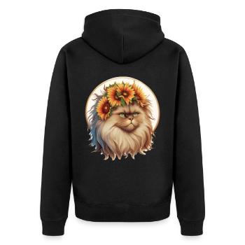 Cute Persian Sunflower Cat Breed Pet Kitten - Unisex Premium Organic Zip Hoodie - black - Back - Nico (187cm)