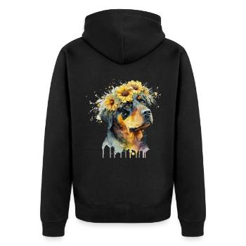 Aquarelle Rottweiler Tournesol Chien Race Pet Pupp - Veste à capuche bio Premium Unisexe - noir - Dos - Nico (187cm)