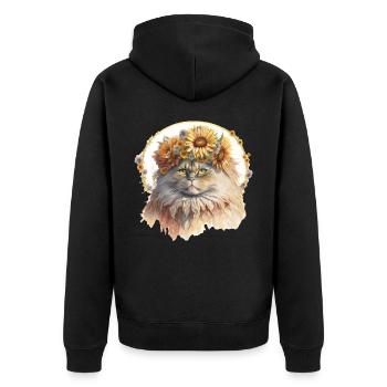 Cute Persian Sunflower Cat Breed Pet Kitten - Unisex Premium Organic Zip Hoodie - black - Back - Nico (187cm)