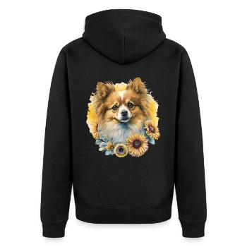 Mignon Poméranien Chien Tournesol Race Pet Chiot - Veste à capuche bio Premium Unisexe - noir - Dos - Nico (187cm)