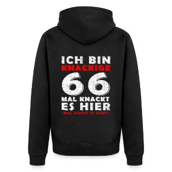 66 Geburtstag 66 Jahre Geburtstag Geschenk-Idee - Unisex Premium Bio Zip Hoodie - Schwarz - Hinten - Nico (187cm)