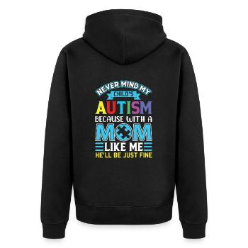 Autismus-Bewusstseins-Akzeptanz Regenbogen Auswählen - Unisex Premium Bio Zip Hoodie - Schwarz - Hinten - Nico (187cm)
