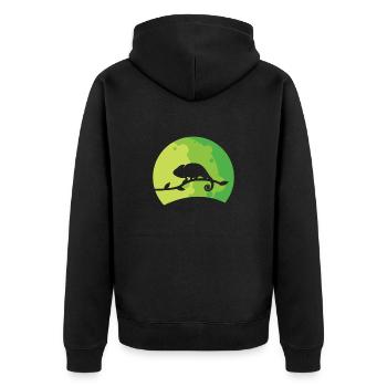 Funny Chameleon Clothing Chameleon Lovers & Owners - Unisex Premium Organic Zip Hoodie - black - Back - Nico (187cm)