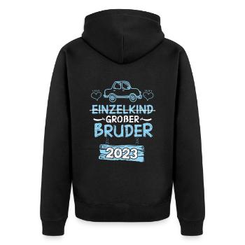 Großer Bruder 2023 Auto - Unisex Premium Bio Zip Hoodie - Schwarz - Hinten - Nico (187cm)