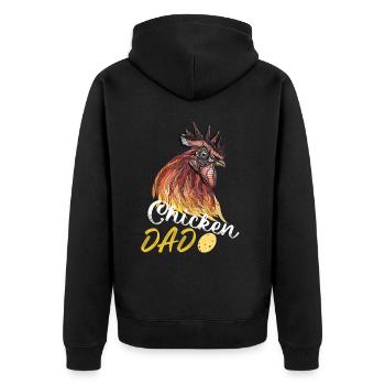 chicken dad lustiger Hühner Slogan Hahn Huhn Papa - Unisex Premium Bio Zip Hoodie - Schwarz - Hinten - Nico (187cm)