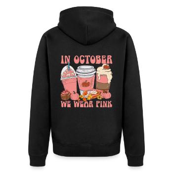 Breast Cancer Support Breast Cancer Awareness - Unisex Premium Organic Zip Hoodie - black - Back - Nico (187cm)