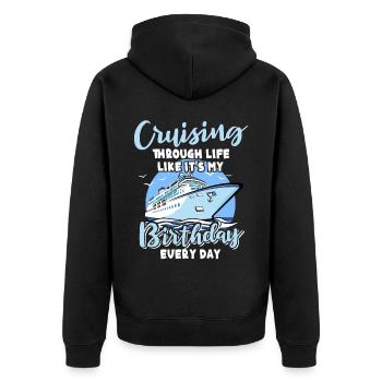 Kreuzfahrt Geburtstag Geburtstagskreuzfahrt - Unisex Premium Bio Zip Hoodie - Schwarz - Hinten - Nico (187cm)