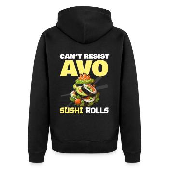 Avocado Sushi Roll Nigiri Avocado Fruit Guacamole - Unisex Premium Organic Zip Hoodie - black - Back - Nico (187cm)