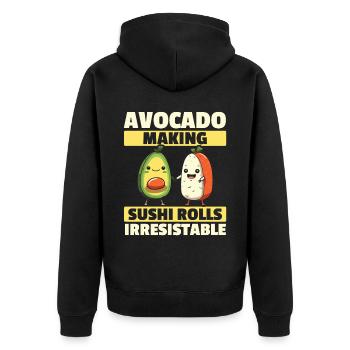Avocado Sushi Roll Nigiri Avocado Fruit Guacamole - Unisex Premium Organic Zip Hoodie - black - Back - Nico (187cm)