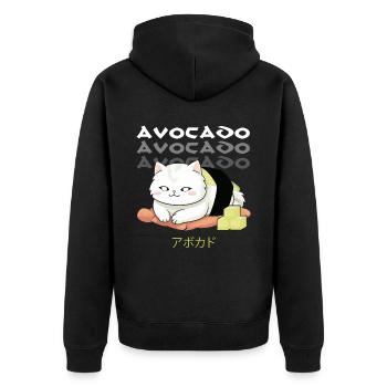Avocado Sushi Roll Nigiri Avocado Fruit Guacamole - Unisex Premium Organic Zip Hoodie - black - Back - Nico (187cm)