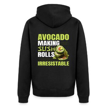 Avocado Sushi Roll Nigiri Avocado Fruit Guacamole - Unisex Premium Organic Zip Hoodie - black - Back - Nico (187cm)