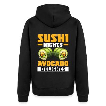 Avocado Sushi Roll Nigiri Avocado Fruit Guacamole - Unisex Premium Organic Zip Hoodie - black - Back - Nico (187cm)