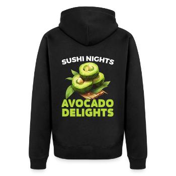 Avocado Sushi Roll Nigiri Avocado Fruit Guacamole - Unisex Premium Organic Zip Hoodie - black - Back - Nico (187cm)