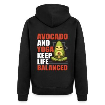 Avocado Yoga Master Avocado Fruit Meditate Guac - Unisex Premium Organic Zip Hoodie - black - Back - Nico (187cm)