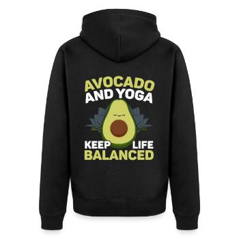 Avocado Yoga Master Avocado Fruit Meditate Guac - Unisex Premium Organic Zip Hoodie - black - Back - Nico (187cm)