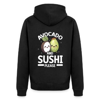 Avocado Sushi Roll Nigiri Avocado Fruit Guacamole - Unisex Premium Organic Zip Hoodie - black - Back - Nico (187cm)