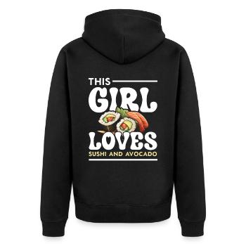 Avocado Sushi Roll Nigiri Avocado Fruit Guacamole - Unisex Premium Organic Zip Hoodie - black - Back - Nico (187cm)