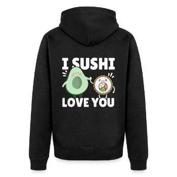 Avocado Sushi Roll Nigiri Avocado Fruit Guacamole - Unisex Premium Organic Zip Hoodie - black - Back - Nico (187cm)