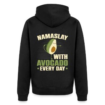 Avocado Yoga Master Avocado Fruit Meditate Guac - Unisex Premium Organic Zip Hoodie - black - Back - Nico (187cm)