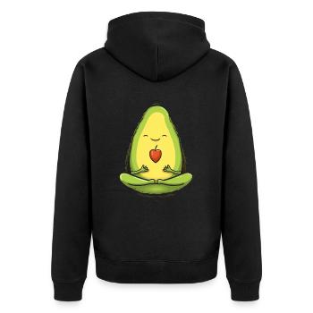 Avocado Yoga Master Avocado Fruit Meditate Guac - Unisex Premium Organic Zip Hoodie - black - Back - Nico (187cm)