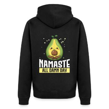 Avocado Yoga Master Avocado Fruit Meditate Guac - Unisex Premium Organic Zip Hoodie - black - Back - Nico (187cm)