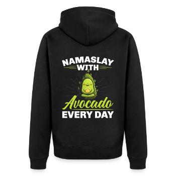 Avocado Yoga Master Avocado Fruit Meditate Guac - Unisex Premium Organic Zip Hoodie - black - Back - Nico (187cm)