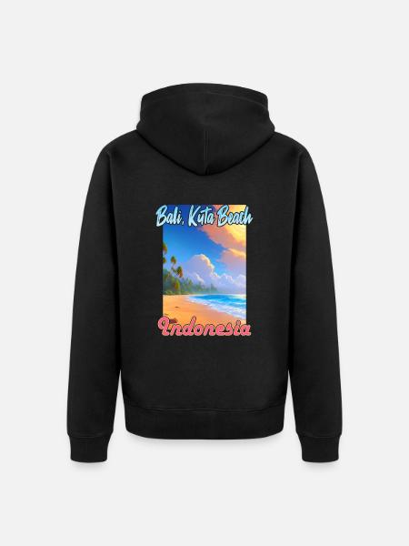 Bali Kuta Beach, Indonesia - Unisex Premium Organic Zip Hoodie - black