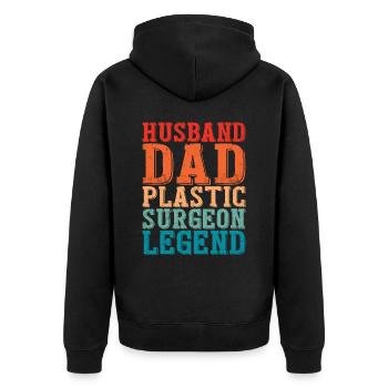 Husband Father Plastic Surgeon Surgical - Unisex Premium Organic Zip Hoodie - black - Back - Nico (187cm)