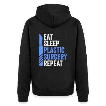 Food Sleep Plastic Surgery Surgical - Unisex Premium Organic Zip Hoodie - black - Back - Nico (187cm)