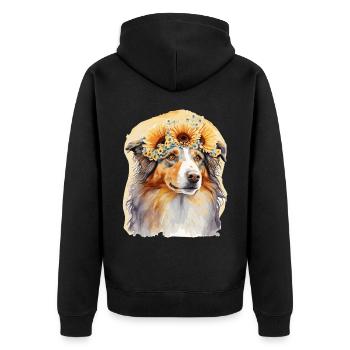 Mignon Berger Australien Berger Australien Tournesol Chien Bree - Veste à capuche bio Premium Unisexe - noir - Dos - Nico (187cm)