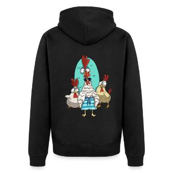 Funny Chickens Cool Rooster Chicken Chicken Breeder - Unisex Premium Organic Zip Hoodie - black - Back - Nico (187cm)