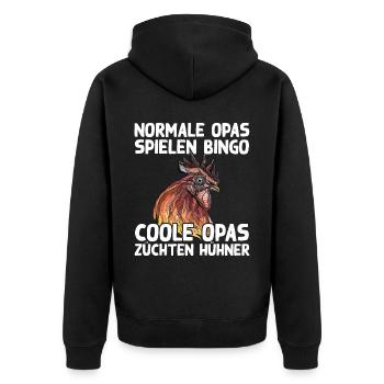 Cooler Opa Hühnerzüchter Huhn Hühner Spruch Humor - Unisex Premium Bio Zip Hoodie - Schwarz - Hinten - Nico (187cm)