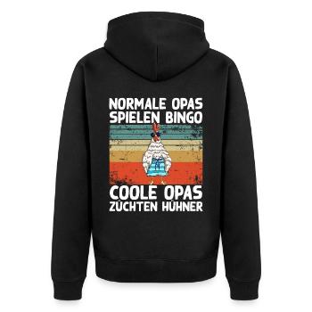 Coole Opas züchten Hühner Lustig Huhn Hahn Spruch - Unisex Premium Bio Zip Hoodie - Schwarz - Hinten - Nico (187cm)