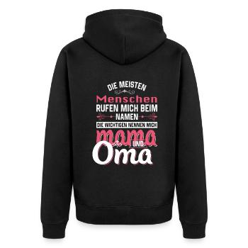 Mama und Oma - Unisex Premium Bio Zip Hoodie - Schwarz - Hinten - Nico (187cm)