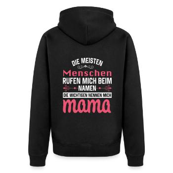 Mama Mutter Muttertag Mutter Geburtstag - Unisex Premium Bio Zip Hoodie - Schwarz - Hinten - Nico (187cm)