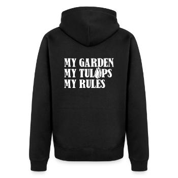 Tulpen Tulpen - Unisex Premium Bio Zip Hoodie - Schwarz - Hinten - Nico (187cm)