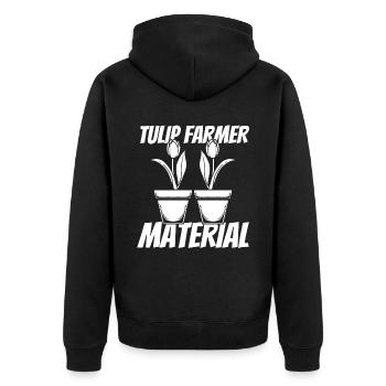 Tulpen Tulpen - Unisex Premium Bio Zip Hoodie - Schwarz - Hinten - Nico (187cm)