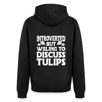 Tulpen Tulpen - Unisex Premium Bio Zip Hoodie - Schwarz - Hinten - Nico (187cm)