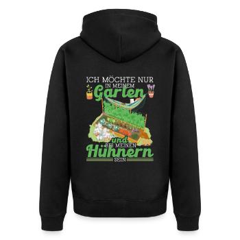 Garten und Hühner Leidenschaft Hobby Huhn Gärtner - Unisex Premium Bio Zip Hoodie - Schwarz - Hinten - Nico (187cm)