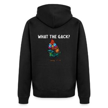 Coq de poulet Drôle de poulet Dire ce que le gack - Veste à capuche bio Premium Unisexe - noir - Dos - Nico (187cm)
