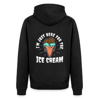 Im just here for the ice cream - Unisex Premium Bio Zip Hoodie - Schwarz - Hinten - Nico (187cm)