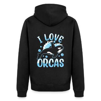 J’aime les orques Protéger les orques de mer - Veste à capuche bio Premium Unisexe - noir - Dos - Nico (187cm)