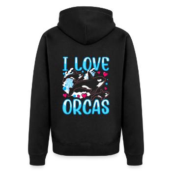 J’aime les orques mer protéger les orques baleines - Veste à capuche bio Premium Unisexe - noir - Dos - Nico (187cm)