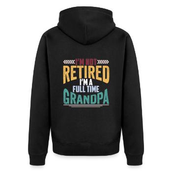 I'm not retired, I'm a full time grandpa - Unisex Premium Organic Zip Hoodie - black - Back - Nico (187cm)