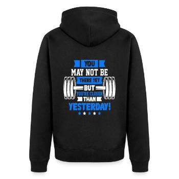 Gym Fitness Training Musculation Bodybuilder Dumbbell - Veste à capuche bio Premium Unisexe - noir - Dos - Nico (187cm)