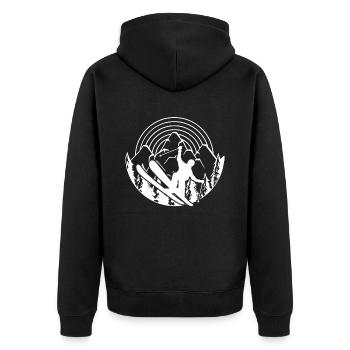 Skifahrer in den Bergen - Ski - Wintersport - Unisex Premium Bio Zip Hoodie - Schwarz - Hinten - Nico (187cm)
